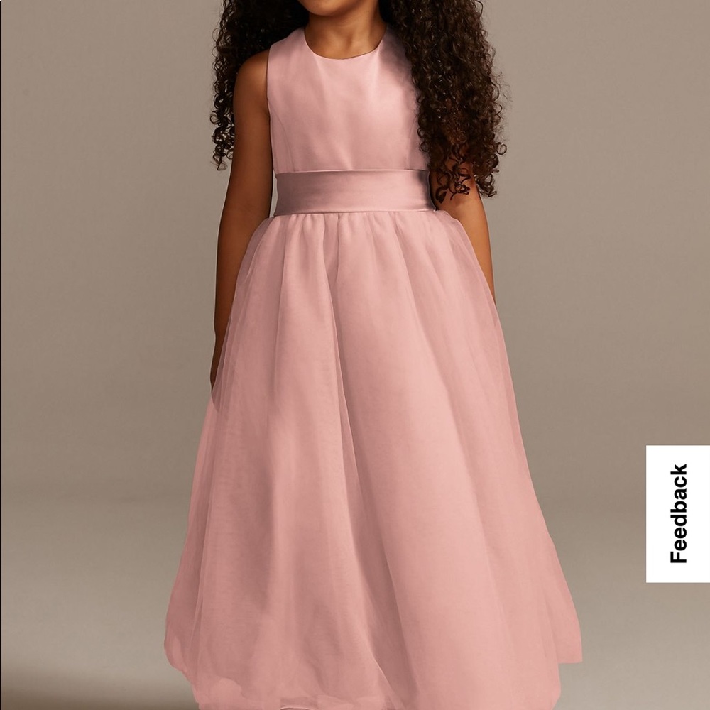 Satin Flower Girl Dress with Tulle Skirt - NWT